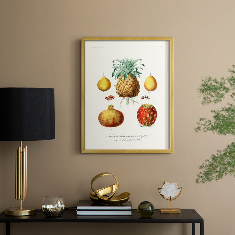 Fruit & Vegetable Varieties V Framed Print - Solid Wood, 30" H x 24" W, Gold