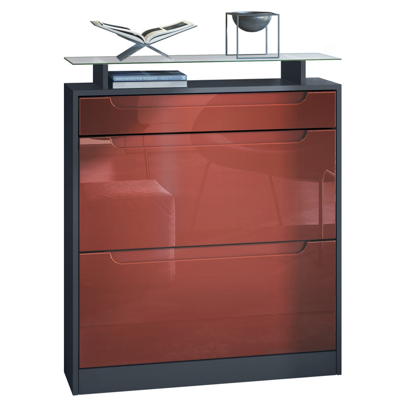 16 Pair Shoe Storage Cabinet, Bordeaux