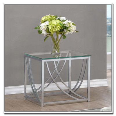 Brianne Chrome Square Glass Top End Table