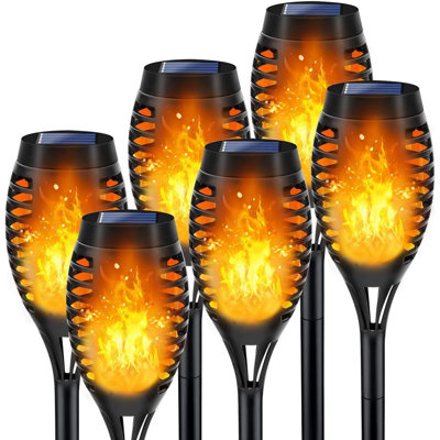 Lumières solaires extérieures, torche solaire 6Pack avec flamme vacillante, lumières solaires de jardin imperméables