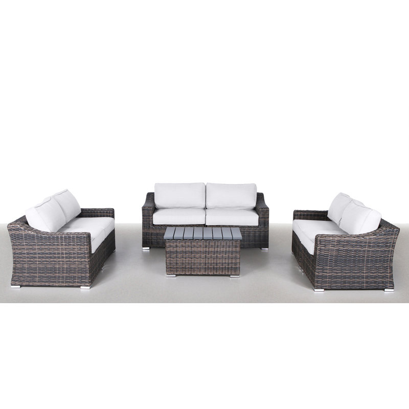 Deshion Fully Assembled 7 Piece Sofa Seating Group with Sunbrella Cushions, Brown
