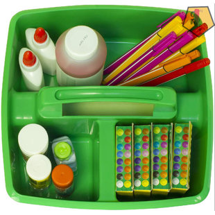 Storex Classroom Craft Caddy, 3 Compartment Plastic Organizer with Carry  Handle, Assorted Colors, 9.25 x 5.25 x 9.25 Inch, Case of Six 5-Packs