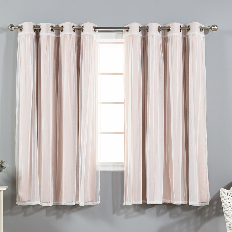 Panneau coulissant en polyester Natascha, L 52 po x L 63 po, Rose poudreux