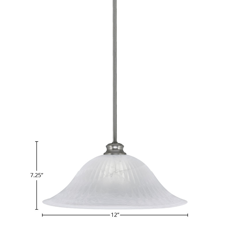 Luminaire suspendu suspendu avec tige en verre blanc albâtre de 20 po, Nickel brossé