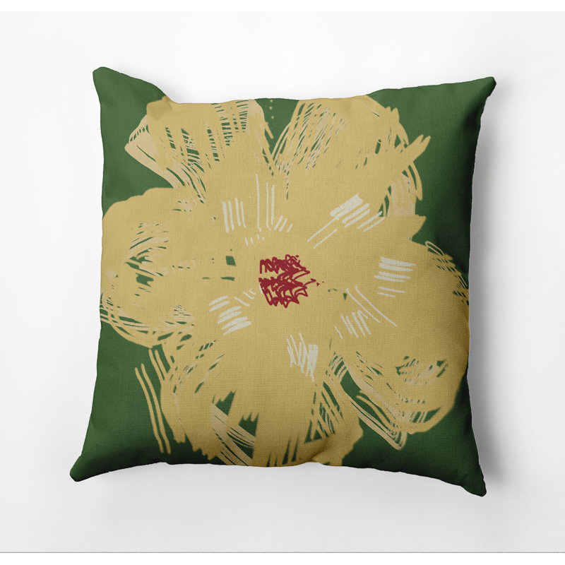 Floral Outdoor Reversible Throw Pillow, Green/Yellow
