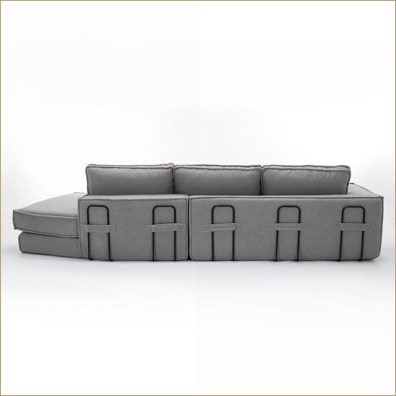 Sofas | Convertible 3-Seat Sleeper Sofa Bed, Lamb Velvet, Living Room Gaming | Upholstered | Slate Gray