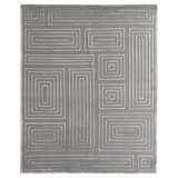 Metro-Velvet Hand Knotted Geometric Area Rug in Silver
