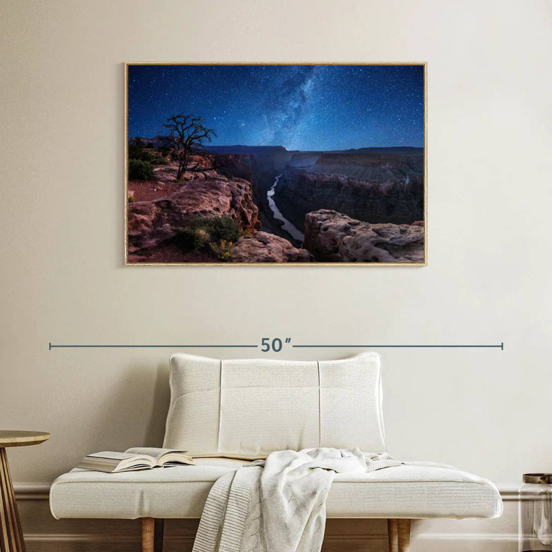 Nuit étoilée du Grand Canyon, Cadre flottant en bois naturel, 40 po x 27 po