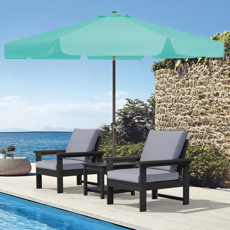 Parasol de marché pour patio extérieur, H 97,6 po x l 108 po x P 108 po, Bleu paon