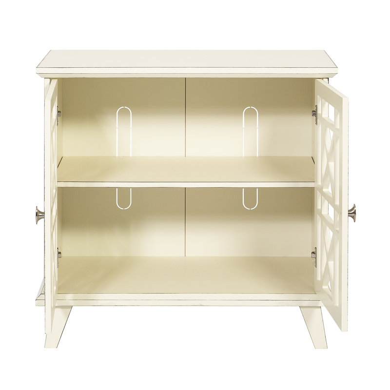 Armoire décorative à 2 portes Gye, Blanc antique
