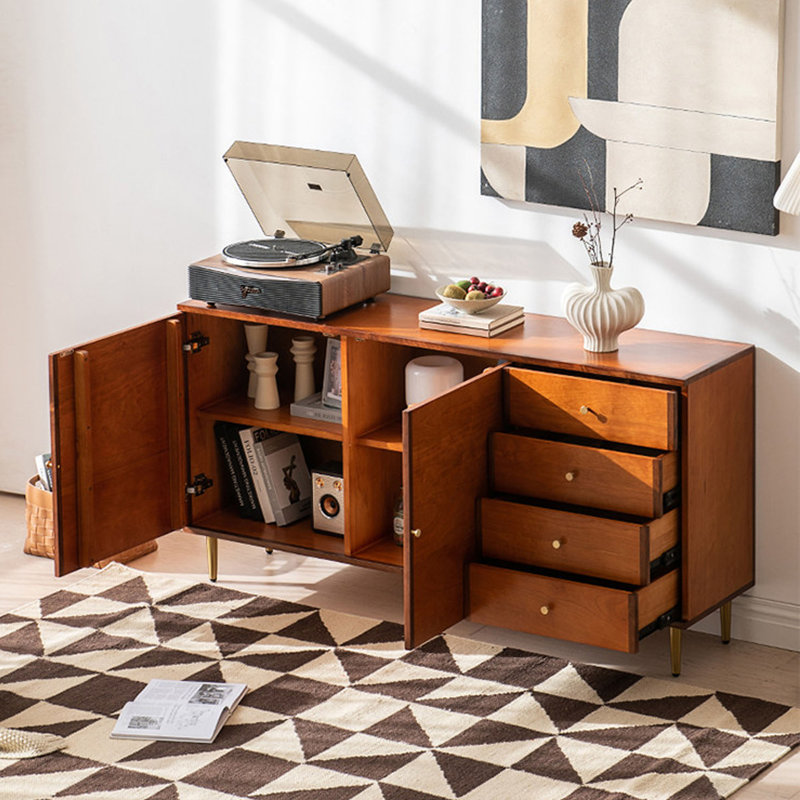 Buffet de rangement moderne en bois massif minimaliste, H 31,49 po x l 59,05 po x P 15,74 po