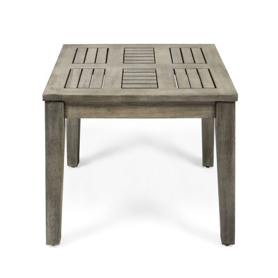 Transitional Wood Side Table, Grey Finish, 20" W X D 16.2" H, 30Lbs Weight Limit Minimalist For Patio, 20X20x16.2, Load Capacity