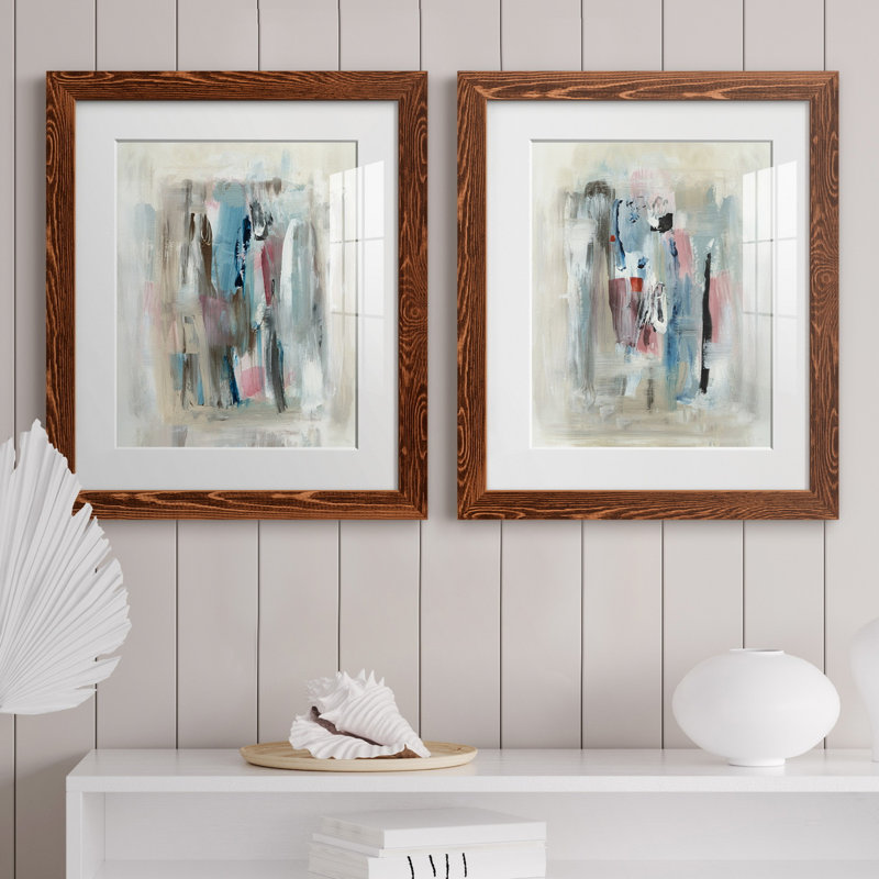 «Rain Shadow I», ensemble de 2 reproductions d'art, Blanc, H 20 po x l 17 po x P 1 po, Papier avec cadre érable