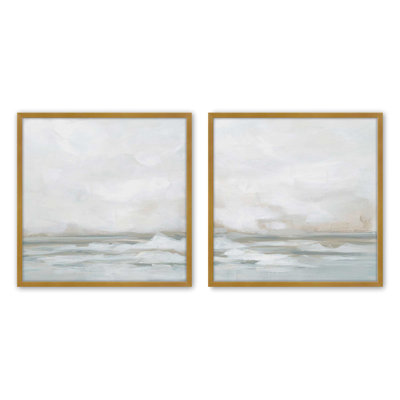Winter Seascape Serenity, ensemble de 2 toiles encadrées