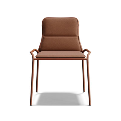 Powder Coated Steel Outdoor Stackable Dining Side Chair with Cushion