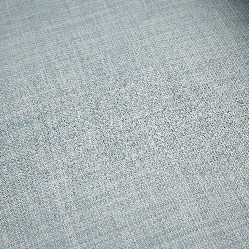 Chaise avec accoudoirs à boutons, pieds en bois massif, revêtement bleu cendré, coussin transitionnel amovible, bois,