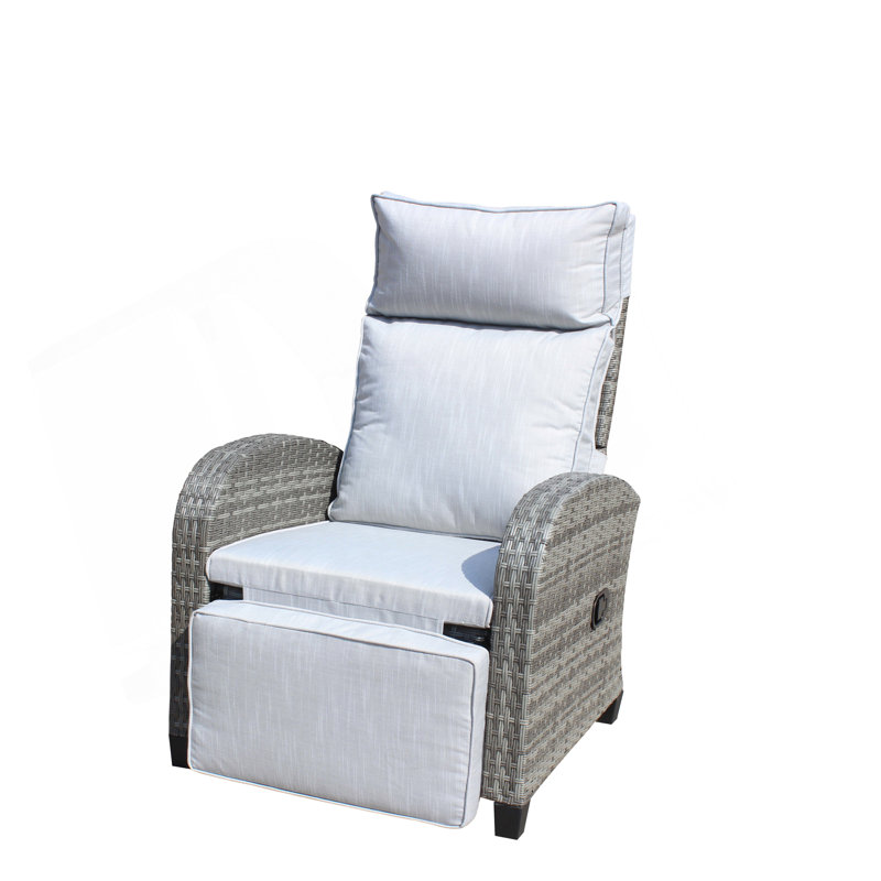 Fauteuil inclinable d'extérieur en osier avec dossier réglable et accoudoirs, chaises de conversation toutes saisons, pour balcon de cour pour piscine