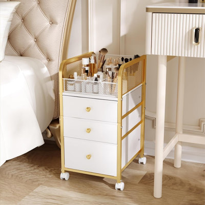 Mobile Beauty Vanity Organizer Cart with Storage Drawers