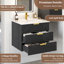 Cabinet flottant mural avec double tiroir, meuble-lavabo moderne avec lavabo en céramique et trou de robinet simple, conception peu encombrante pour les petites salles de bain