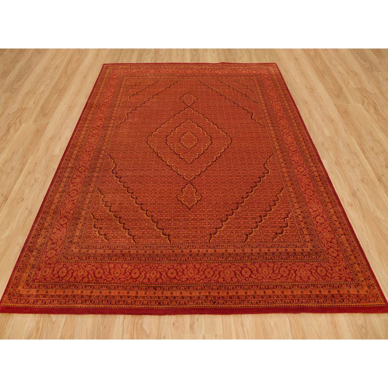 Tapis noué à la main 8 pi 1 po x 10 pi 1 po orange en laine Tebraz Mahi AC49260AFEE64FB780B53BC866BE3946