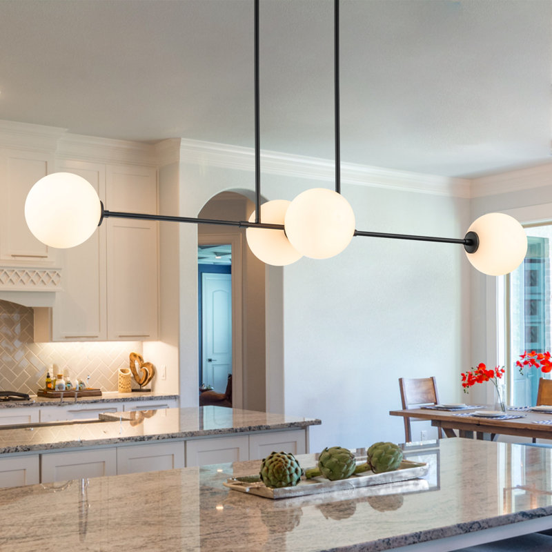 Jaclyn 4 - Light Kitchen Island Pendant, Matte Black
