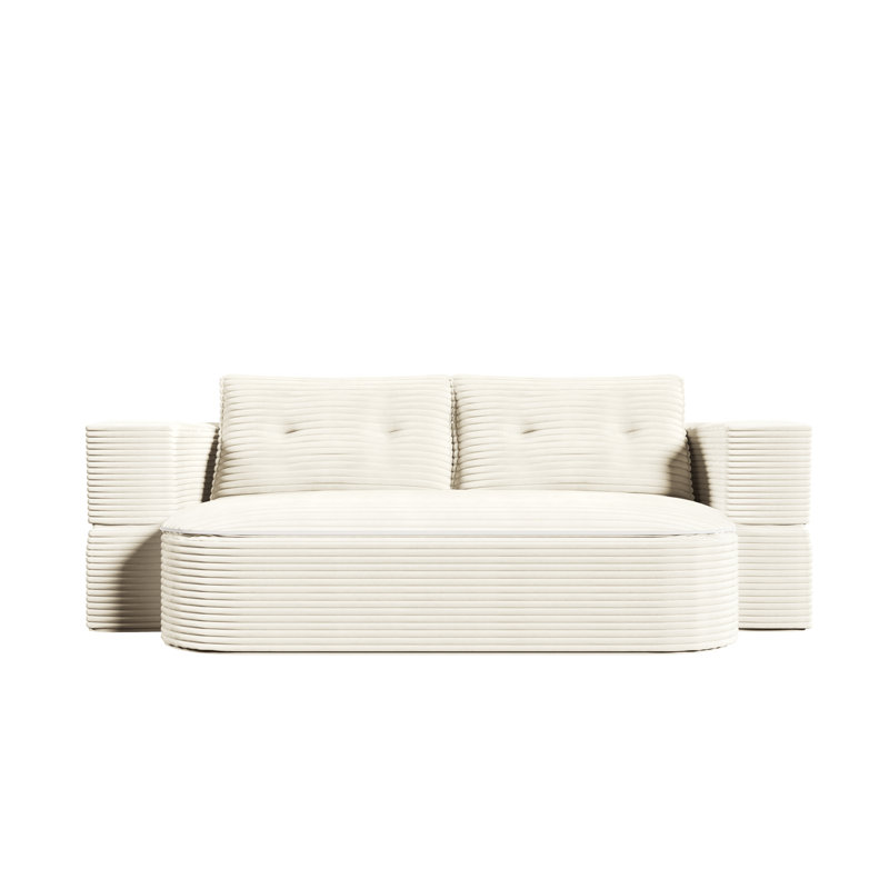 78.7" Modern Convertible Sleeper Sofa Bed with Blanket, 2-in-1 Floor Sofa Couch, Plush Corduroy Loveseat for Living Room & Bedroom
