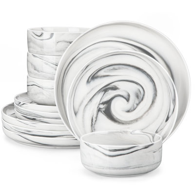 12-Piece Porcelain China Dinnerware Set - Service for 4