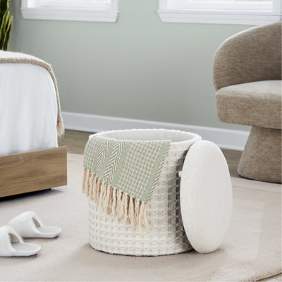 Rangement en laine de 18 pouces avec texture tissée 3D, couvercle amovible, solution intérieure, capacité de 250 lb, 18 po avec style texturé, utilisation, limite