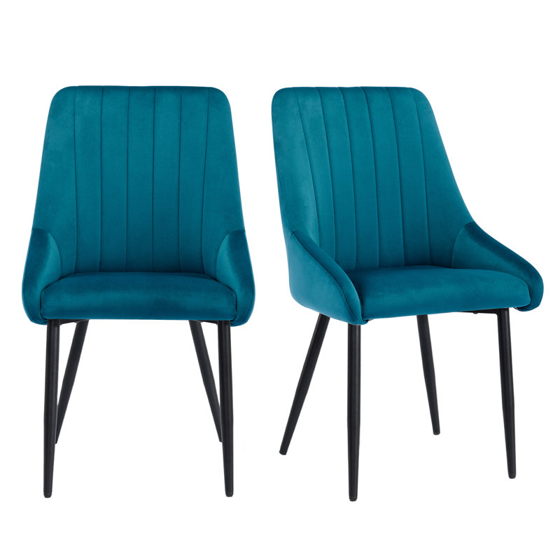 Chipman Velvet Upholstered Dining Chair, Petrol