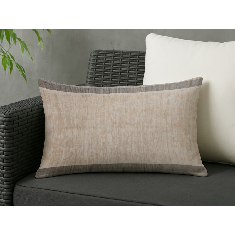 Coussin décoratif intérieur et extérieur Modern, Rectangle H 20 po x l 14 po, Ivoire / beige / taupe damassé