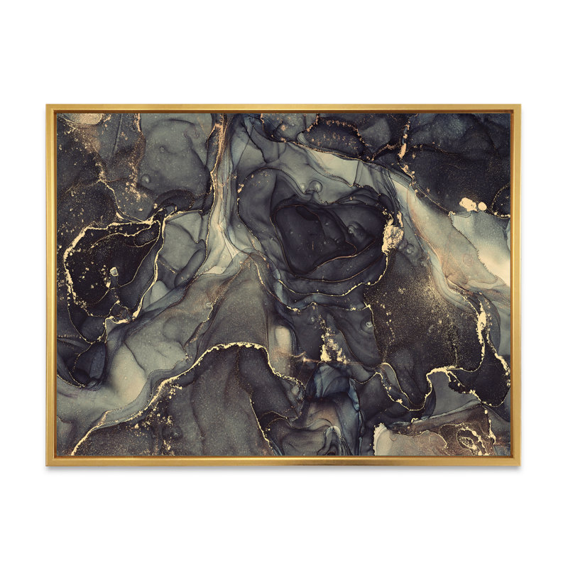 «Black Gold Infusion», reproduction d'art sur toile, H 24 po x l 32 po, Cadre flottant doré