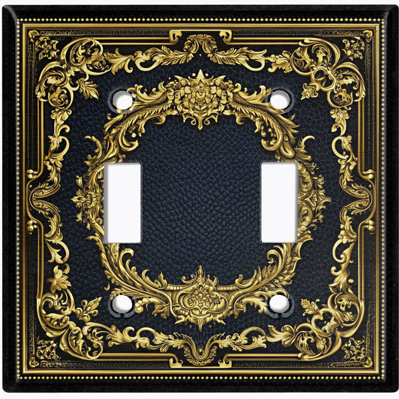 Couvercle de plaque d'interrupteur en métal; Bascule de taille standard 2 US - image imprimée d'un cadre floral victorien