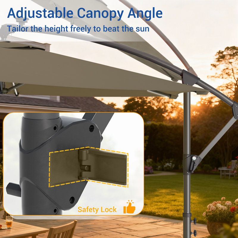 Parasol suspendu en porte-à-faux 8 pi 2 po x 8 pi 2 po, Taupe