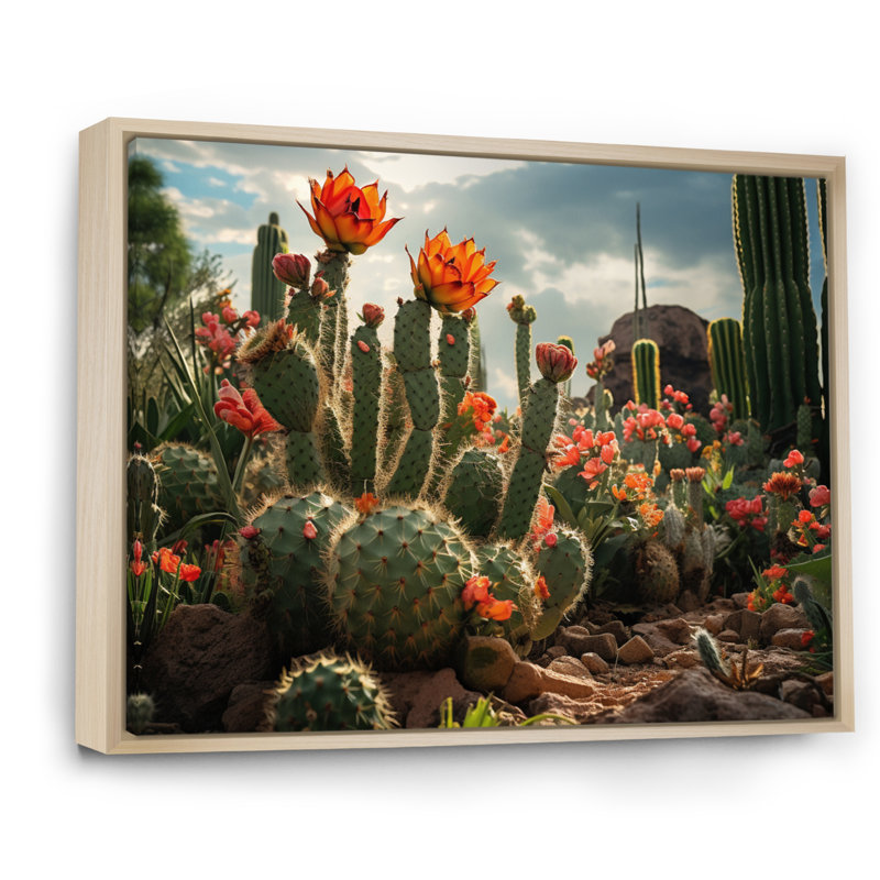 Cactus vert corail - II, H 12 po x l 20 po x P 1 po, Cadre naturel flottant
