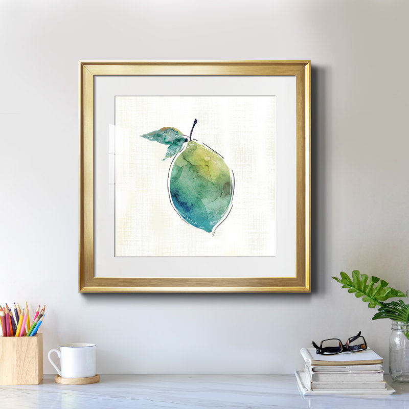 Happy Lime - peinture encadrée, Cadre doré, H 17,5 po x l 17,5 po x P 1,5 po