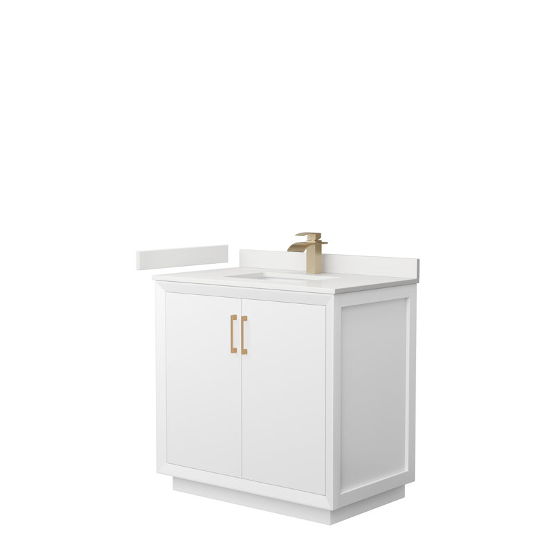 Strada 36'' W Single Vanity, WDX13300, White, Satin Bronze