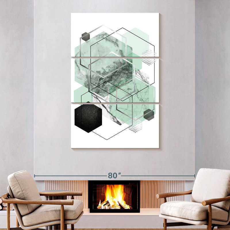 Avery Mint Geometric II, 74" H x 48" W