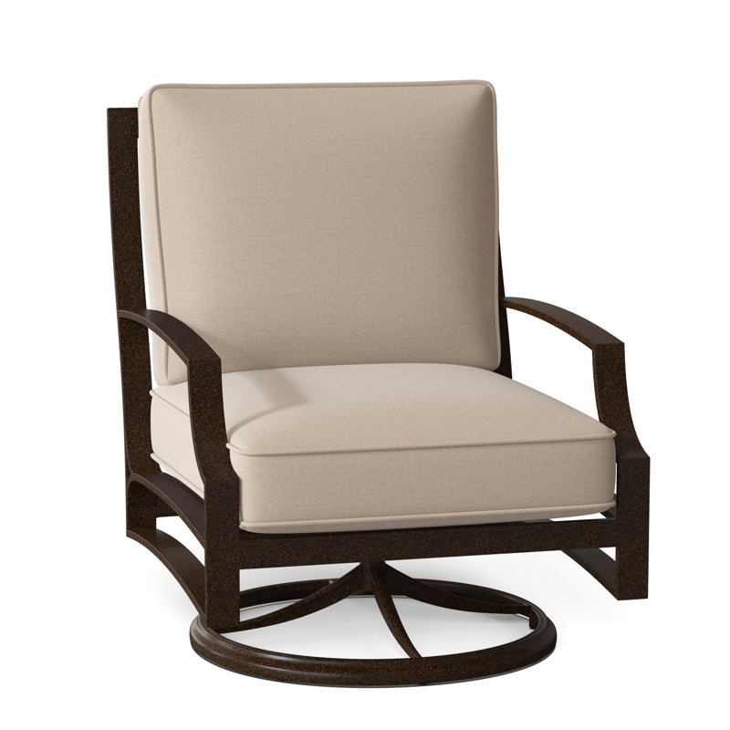 Seal Cove Outdoor Swivel Lounge Chair, Canvas Bird's Eye Sunbrella® Canvas, Chestnut Brown