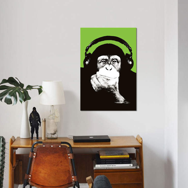 «New Monkey Head VI», reproduction d'impression sur toile, H 26 po x l 18 po x P 1,5 po, Toile tendue, Pas de tapis