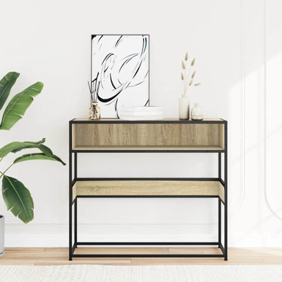 Console Table Black 90X35x80 Cm Engineered Wood