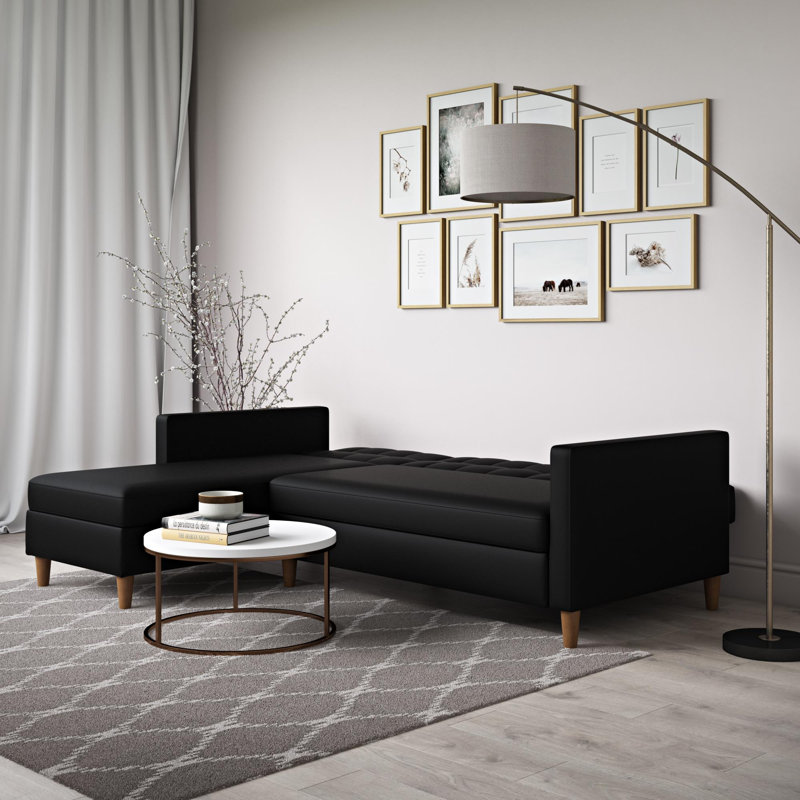 Abram 3 Seater Sofa Bed, Black