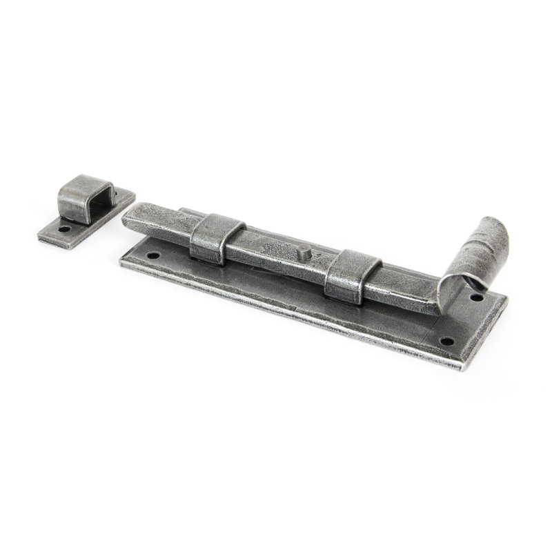 Fishtail Straight Door Bolt, Pewter Patina