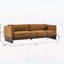 Canapé moderne à accoudoirs carrés 77 po 3 places avec base en bois massif, Nomad, durable et élégant