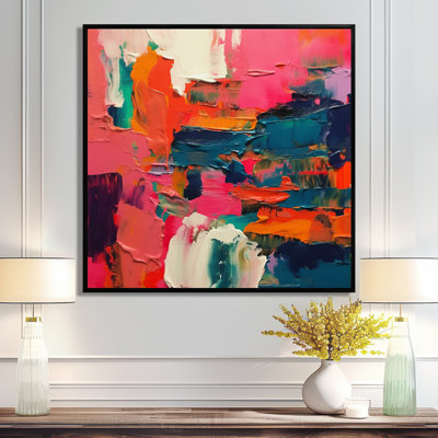 Pink And Blue Fragments Of Reality On Canvas Print