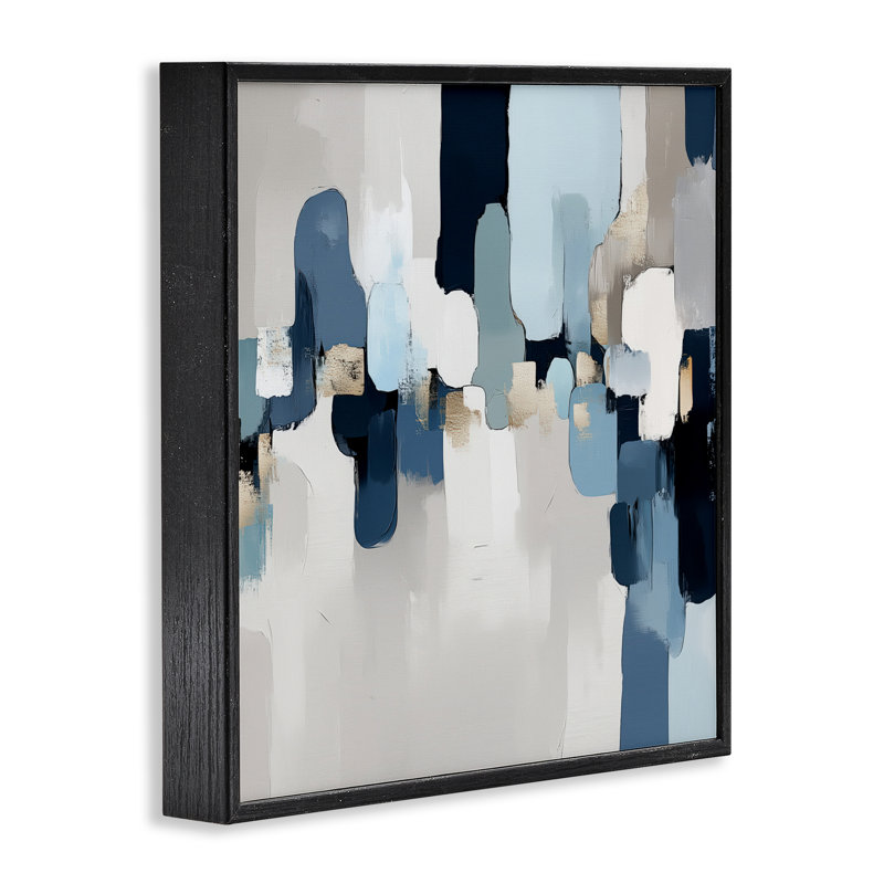 Giclée à cadre abstrait bleu doux, par Annabelle Hall, Giclée encadrée noir minuit, H 12 po x l 12 po