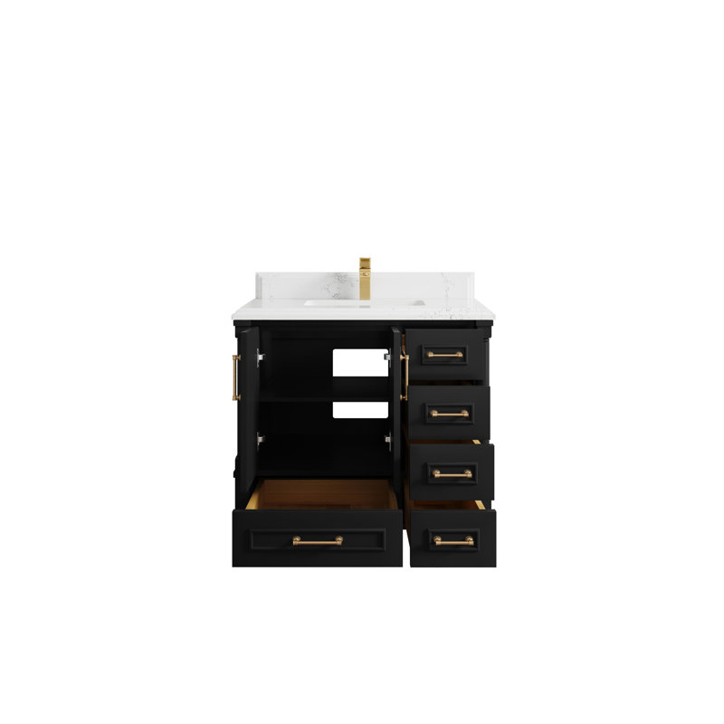 Ensemble de meuble-lavabo simple 36 po Aberdeen, Empira blanc, Finition noire
