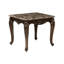 Table de bout rectangulaire en marbre de luxe formelle 1Pc avec finition cerisier et bords dorés, pieds classiques, pour les espaces de vie traditionnels