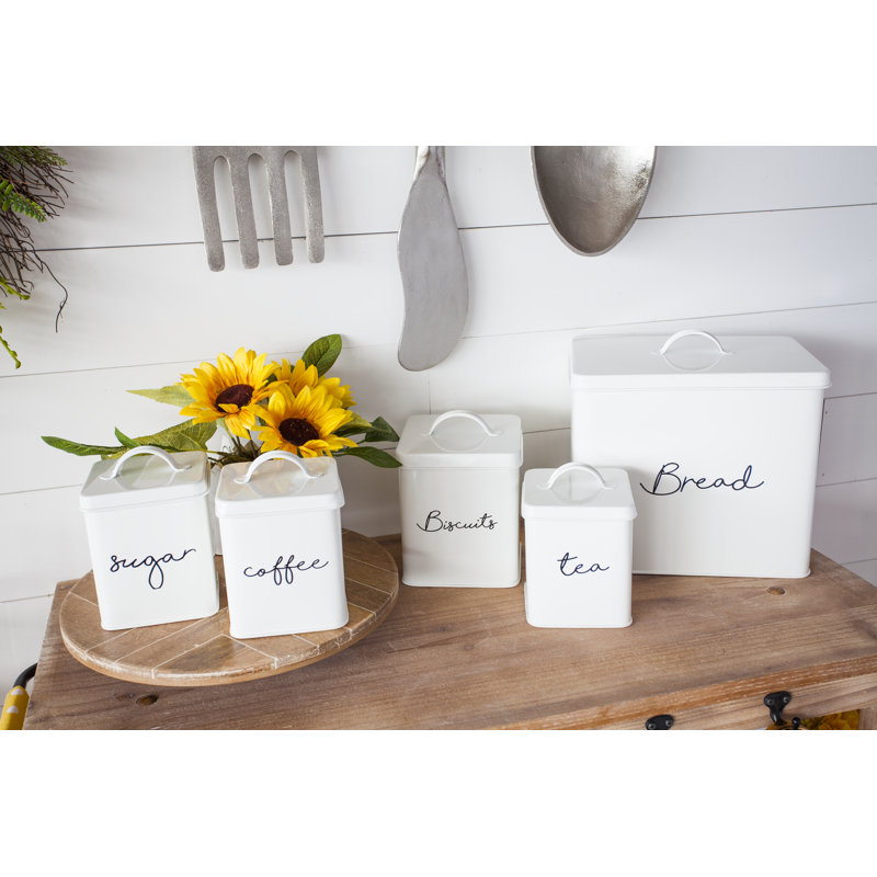 Metal Canister - Set of 5, White