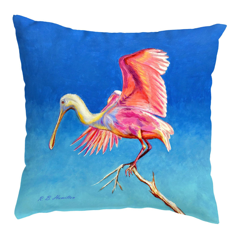  Grande housse de coussin d'extérieur carré Spoonbill Wings