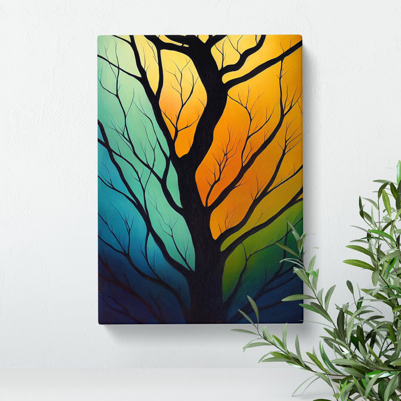 A Colourful Abstract Tree No.1 - Wrapped Canvas Print, 50cm H x 35cm W x 3cm D